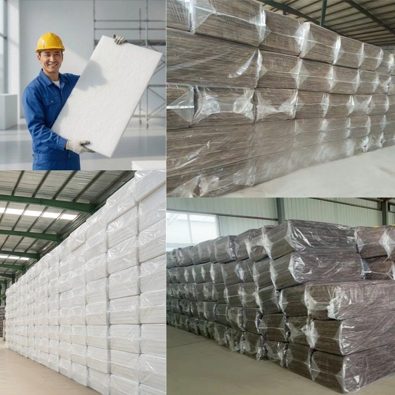 Formaldehyde free glass wool board bulk packaging for transportation and storage