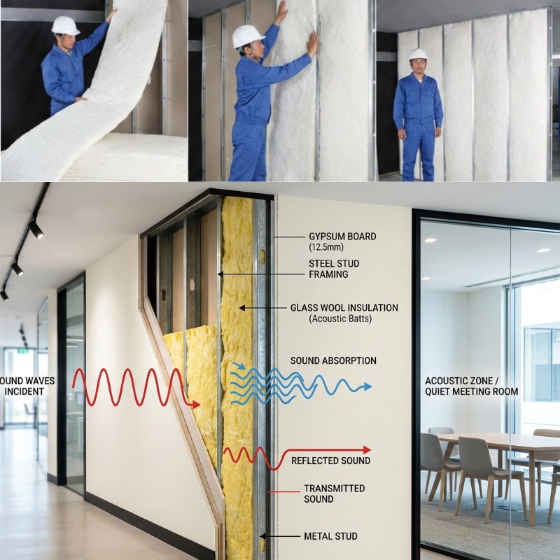 Glass Wool for Sound Insulation / Heat System